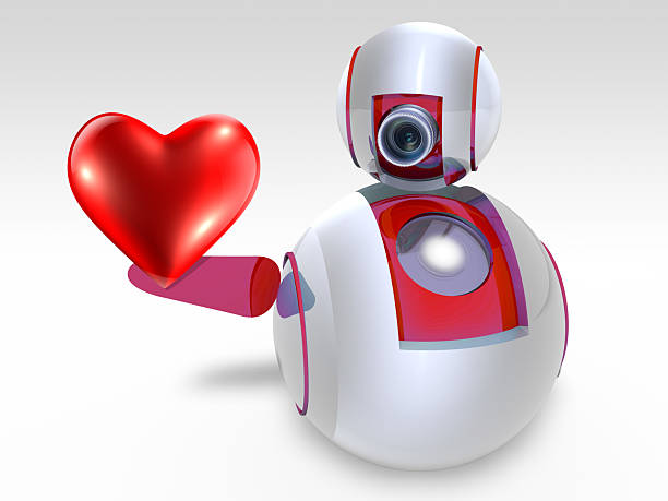 istock Cheerful Lover Robot Shows a Heart 2243735830