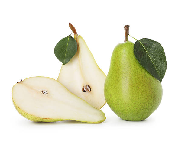 istock Whole and cut ripe pears isolated on white 2243736367