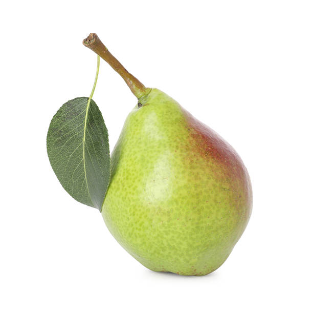 istock Whole ripe pear with leaf isolated on white 2243736395