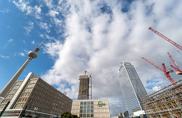 Germany, Berlin, Alexanderplatz, October 15, 2025 - Panoramic view of Berlin's Alexanderplatz with buildings and construction sites