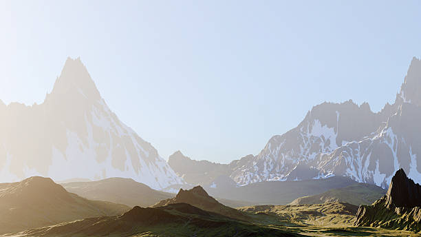 istock Lush green forest with sunlit leaves and distant mountain silhouettes 2243737923