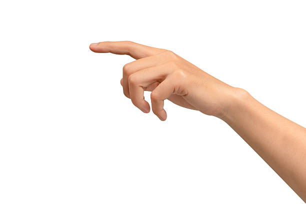 istock A hand with the index finger pointing up, isolated on a white background. This gesture can represent touching a virtual screen, selecting an option, or clicking an interface. Concept for technology, business, and interactive themes. 2243737999