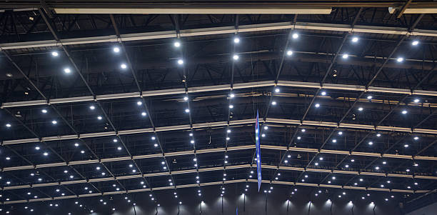 istock Ceiling light bulbs in the exhibition hall in Bangkok 2243746633