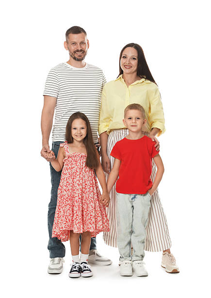istock Lovely family posing together on white background 2243747804