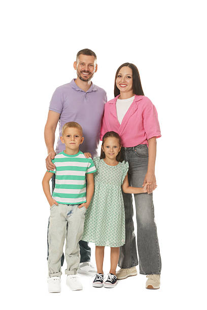 istock Lovely family posing together on white background 2243747852