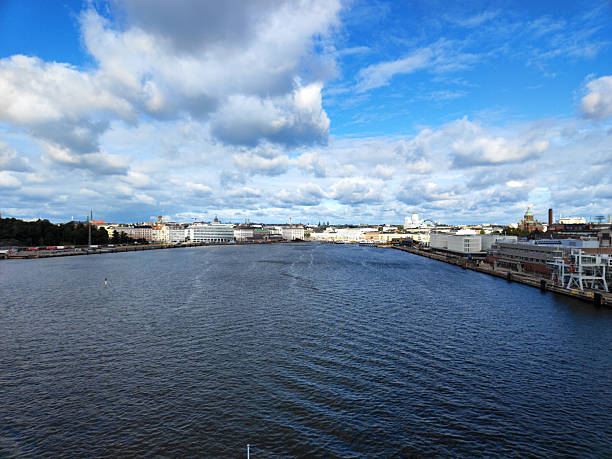 banks of Baltic Sea seen from the cruiser approaching to Helsinki