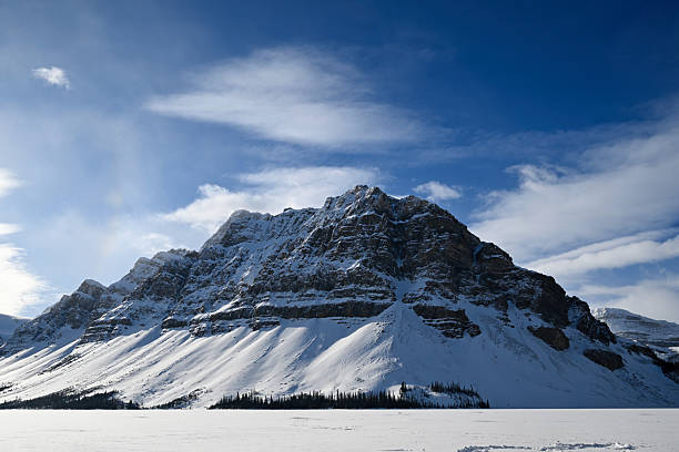 Bow lake in winter time in Banff national park Alberta, Canada