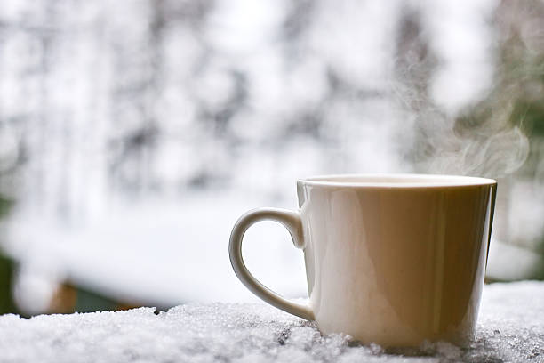 istock Hot Beverage Steaming Outdoors on Snowy Surface during Winter Morning 2243761346