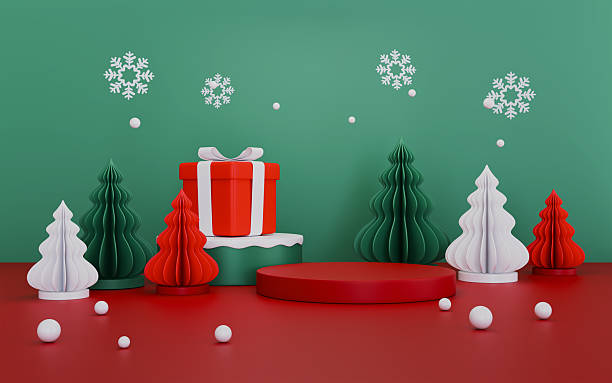 istock Christmas with xmas pine tree decoration for Christmas product display with copy space 2243783697