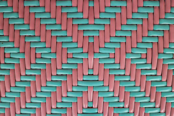 istock Woven plastic geometric texture in pastel Mint Green and Pink Beige. Abstract background for modern design, branding, and craft concepts. 2243787075