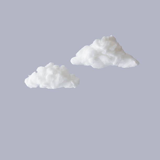 White clouds against pastel grey backround.Minimal weather concept