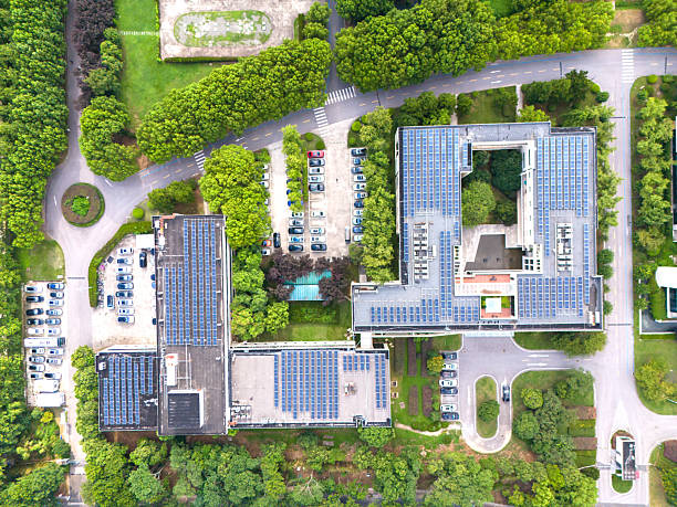 istock Solar power station on rooftop of office building 2243791140
