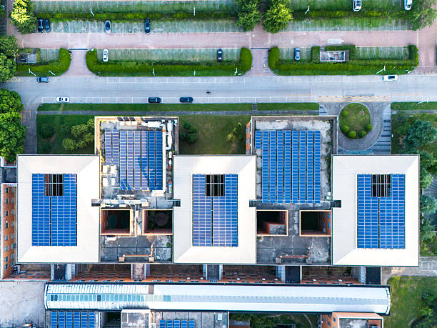 istock Solar power station on rooftop of office building 2243791401