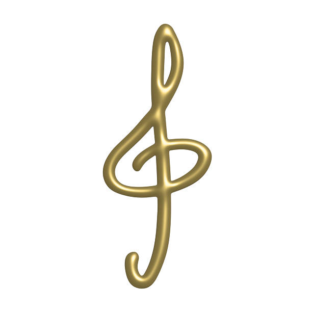 Treble clef set. Isolated black glossy music sign. 3D rendering