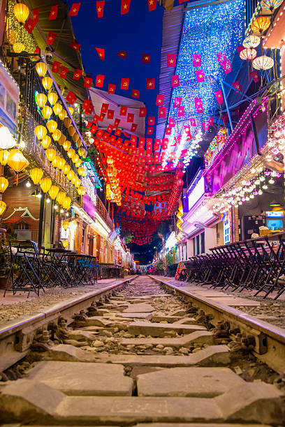 istock Lively Hanoi Train Street Cafes at Night 2243793003