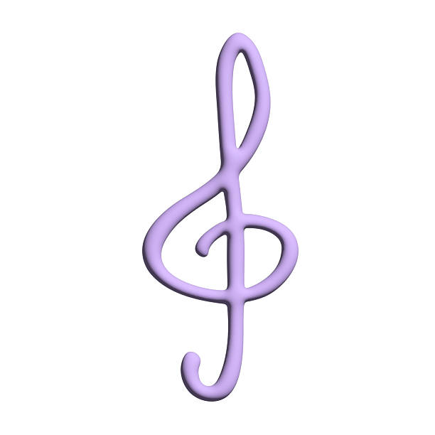 3d treble clef. Hand drawn musical symbol. Single element for print, web, design, decor, logo