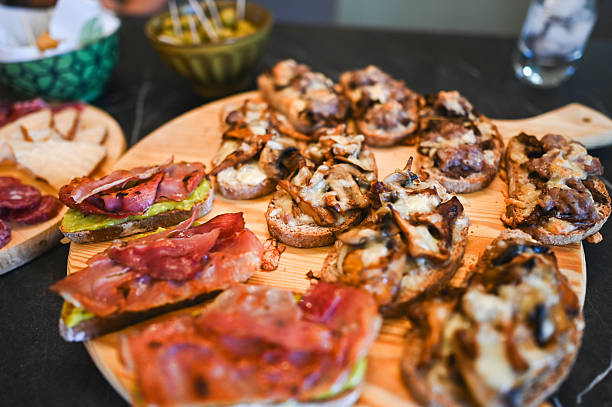 istock Bruschetta and charcuterie board serving appetizers and snacks 2243794673