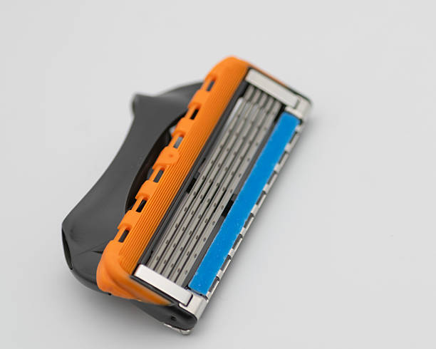 istock Macro Photo of a 5 Blade Razor with empty White Space for Text 2243795317