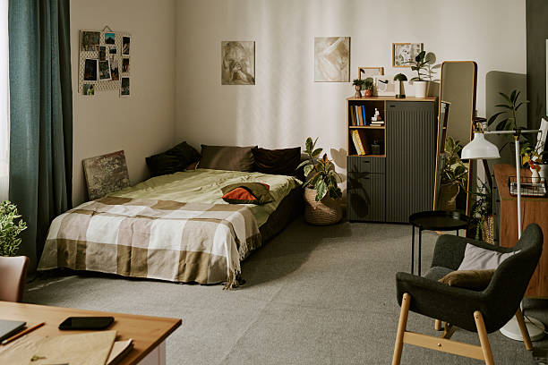 istock Empty Bedroom Interior Showing Cozy Modern Space with Natural Light Entering 2243801987