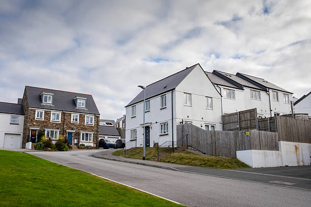 istock Modern Cornish style houses with a cloudy sky 2243802264