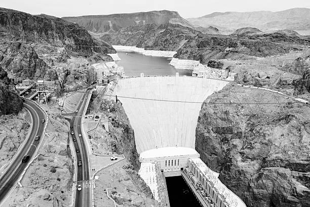 Hoover Dam in United States. Famous hydroelectric power station on the border of Arizona and Nevada.