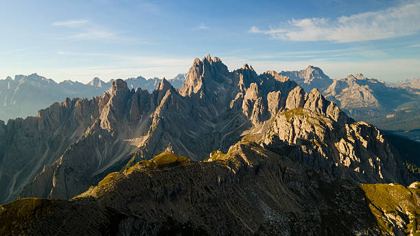 istock Drone shot of Dolomites ridges during sunset, Italy 2243810246