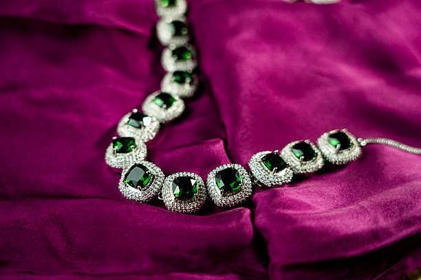 istock Elegant Silver Jewelry Display with Gemstone Detailing 2243819907