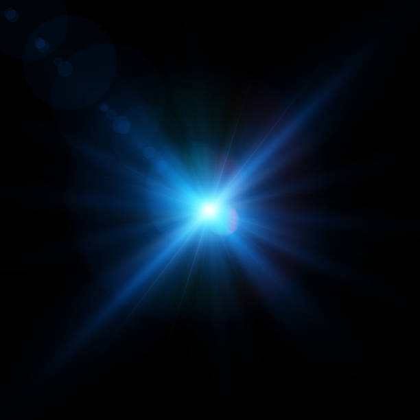 istock Blue star shaped energy burst with radiant spikes and lens glow for space themed posters and fantasy visual effect compositions 2243821966