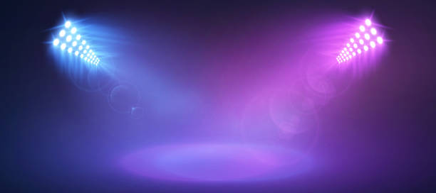 istock Blue and purple mixed stage spotlight setup for modern entertainment banners, show announcements and digital presentation hero images 2243823098