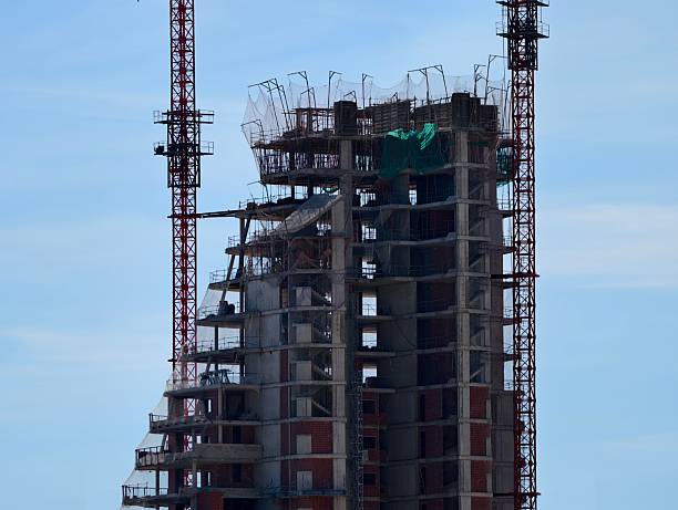 istock construction underway with scaffolding, concrete framework emerging in city skyline with safety 2243823788