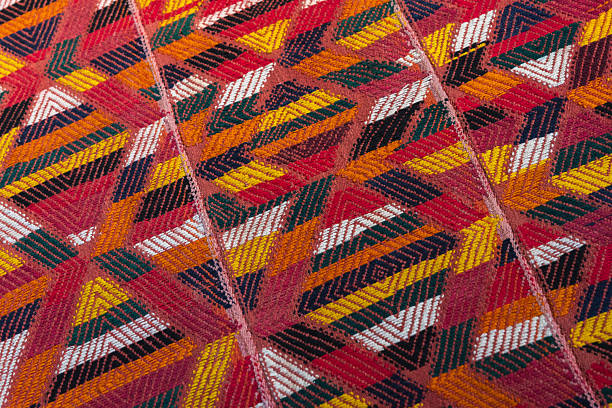 istock A vivid, handwoven arabic carpet featuring repeating motifs, background texture 2243825643