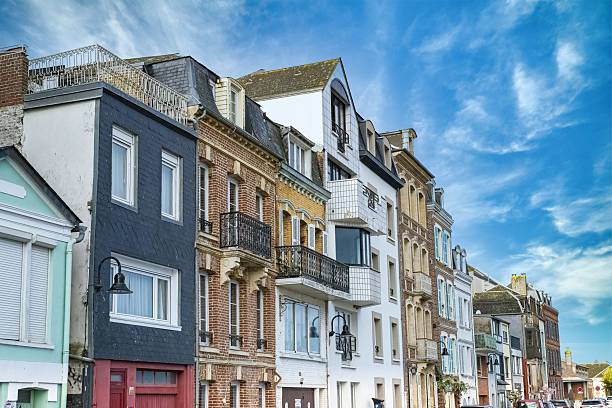 Saint-Valery-sur-Somme in France, typical houses and street