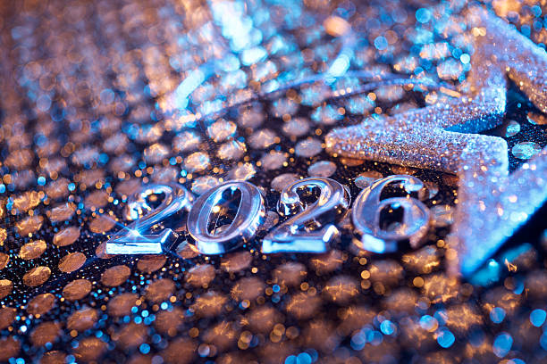 istock Silver 2026 Numbers and Glittering Star on Blue and Gold Festive Background 2243829862