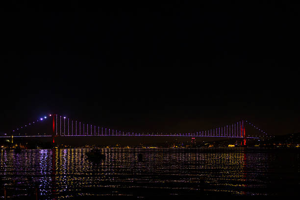 Night View of the Illuminated Bosphorus Bridge