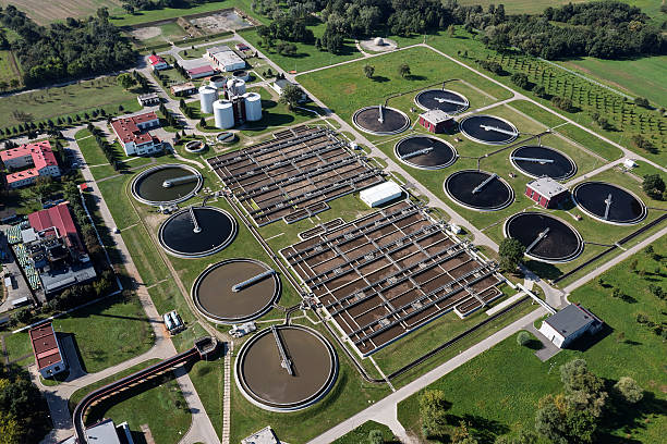 istock Water treatment plant from above 2243835542