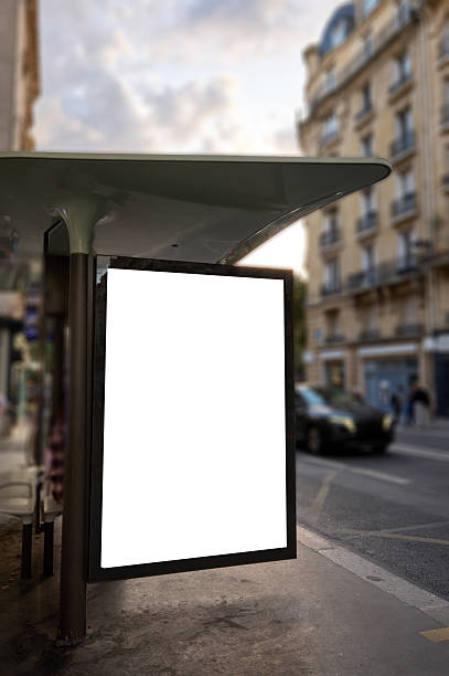 istock Bus stop advertising blank display mockup in urban city 2243841991