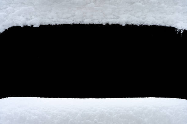 istock Natural snow border isolated on black background 2243846633