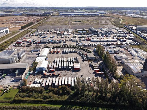 istock Aerial view above a HGV parking/industrial area 2243847573