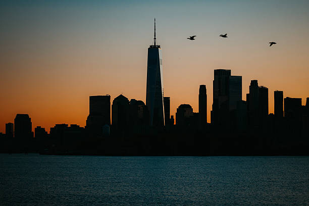 The Freedom Tower and Lower Manhattan from Liberty State Park in the predawn hour