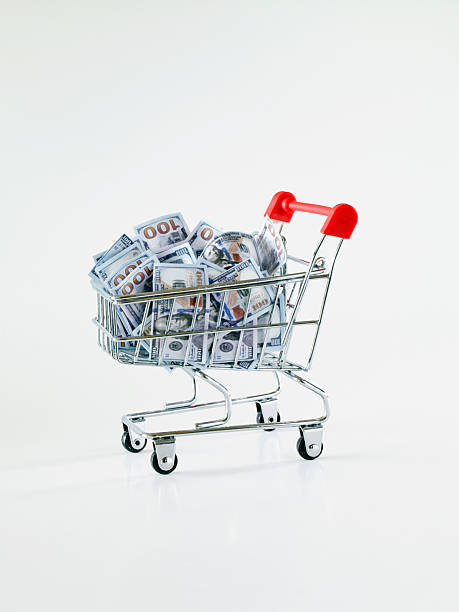 shopping cart with Brazilian banknote of twenty reais