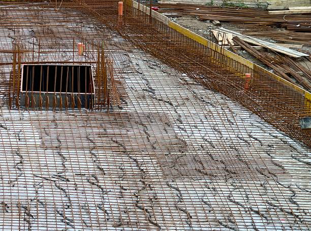istock concrete slab details, urban construction site featuring reinforced flooring and survey markings 2243859227