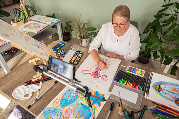 istock Happy Artist Painting in Bright Home Studio 2243861923