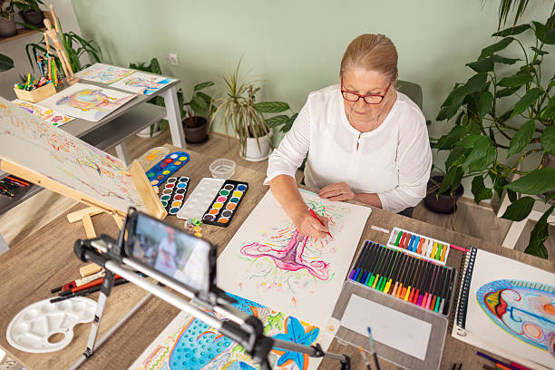 istock Happy Artist Painting in Bright Home Studio 2243861951