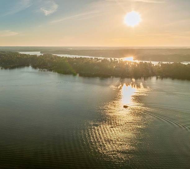 istock Aerial view of a tranquil lake at sunset. 2243863018