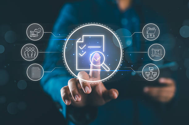 istock Businessman checking the steps through document with a list of checkboxes, regulation, Concepts of practices and policies, procedure company articles of association Terms and Conditions 2243867877