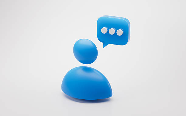 3D icon of two overlapping chat bubbles with ellipsis, symbolizing messaging, online communication, and conversation.