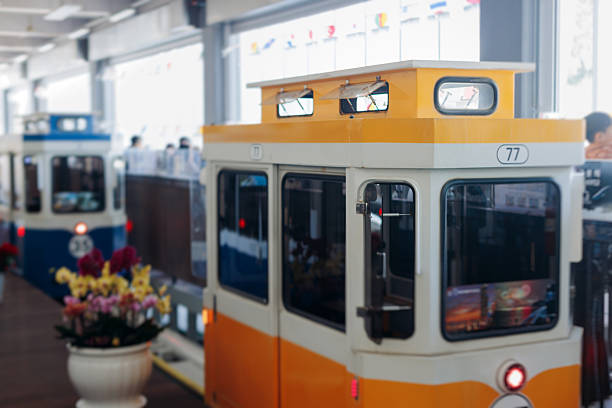 Haeundae Blue Line Park, Busan, ride on multicoloured sky capsule train, railway tram route from Mipo to Cheongsapo station, coastal monorail in Busan, Yeongnam, South Korea, Republic of Korea travel