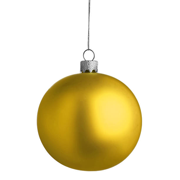 istock Golden Christmas ball hanging on white background 2243884801