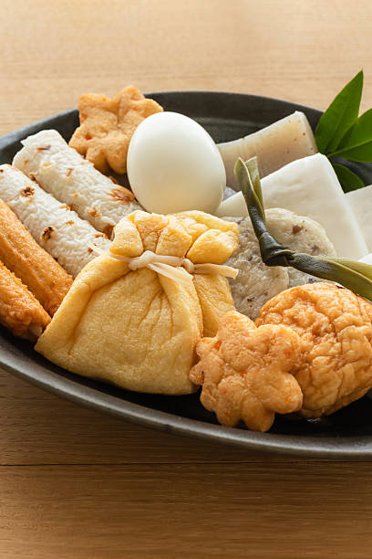 Ingredients for oden. Japanese stew.