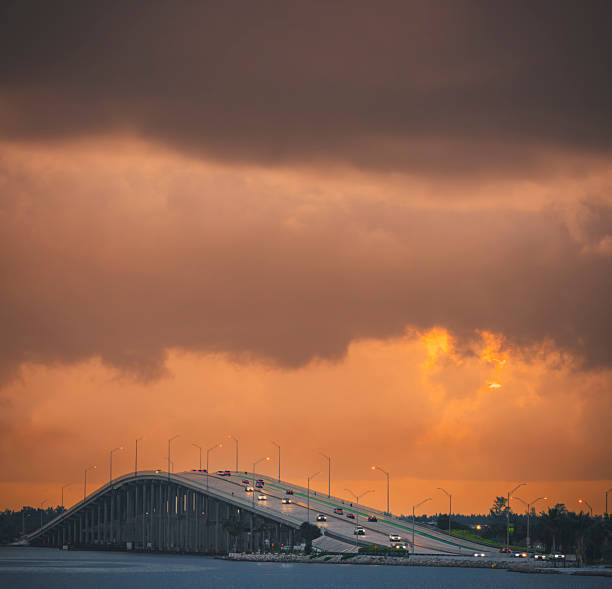 sunrise over the bridge key Biscayne miami in Miami, Florida, United States